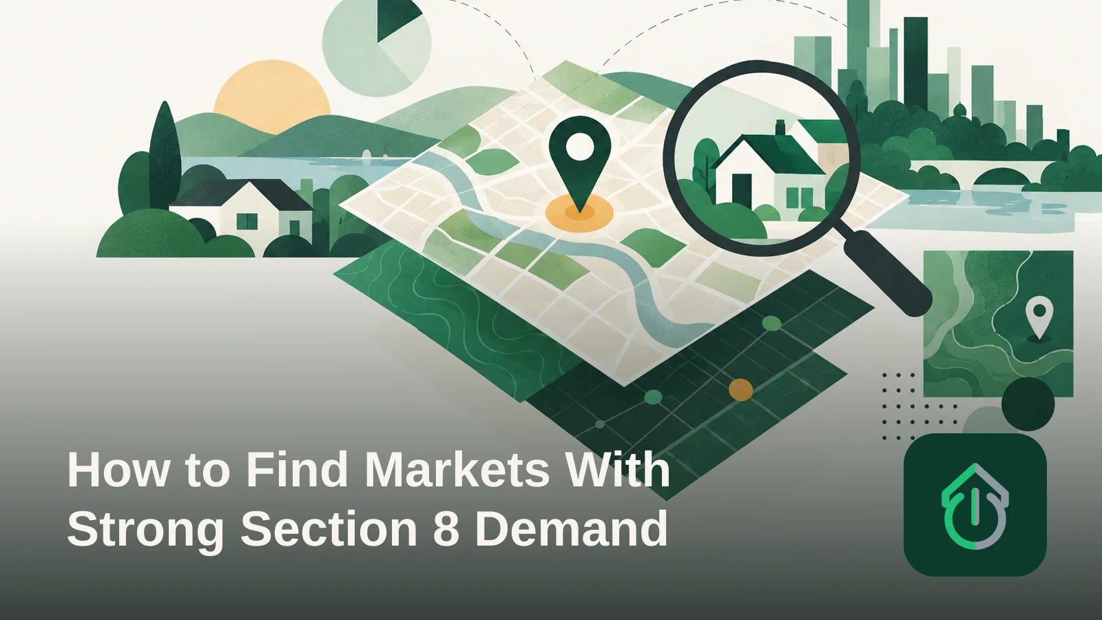 Abstract illustration of layered map shapes suggesting research into housing markets.